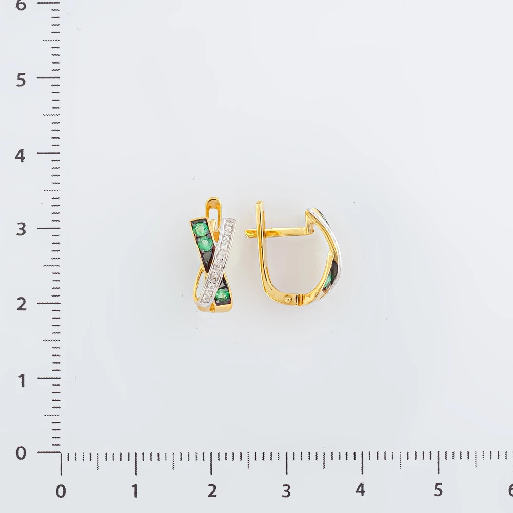 Серьги с изумрудом из желтого золота 585 пробы