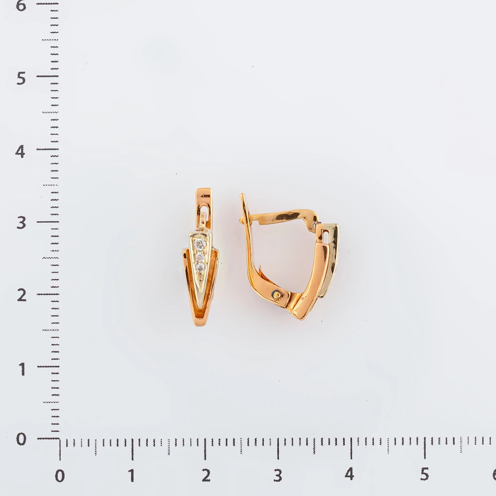 Серьги с фианитом из красного золота 585 пробы