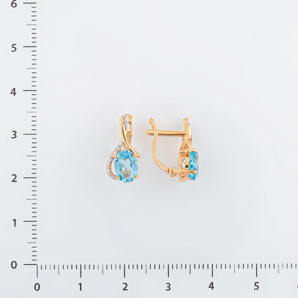 Серьги с топазом из красного золота 585 пробы
