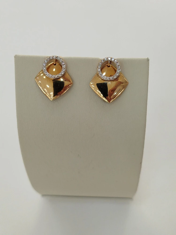 Серьги с фианитом из красного золота 585 пробы