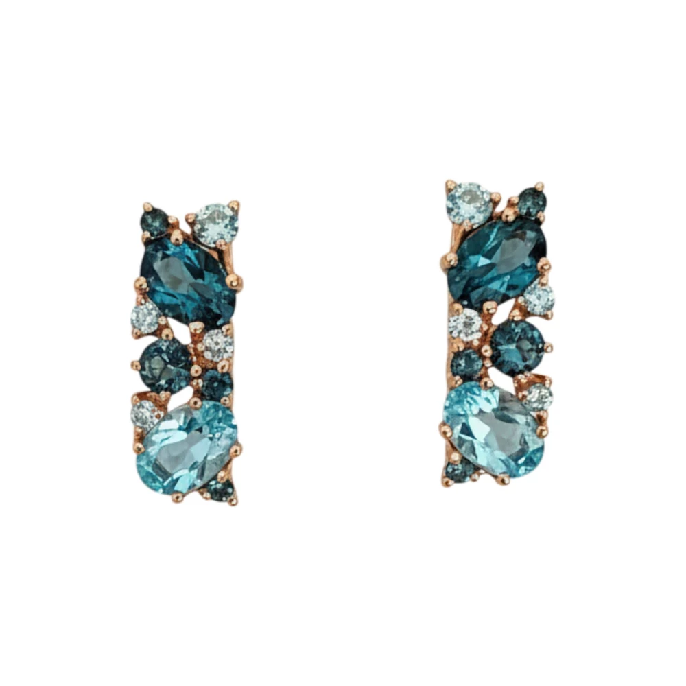 Серьги с топазом из красного золота 585 пробы