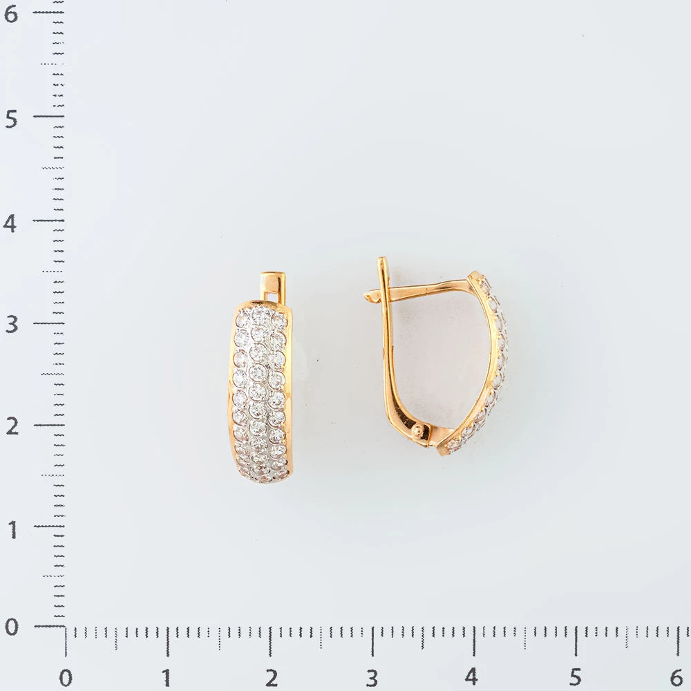Серьги с фианитом из красного золота 585 пробы