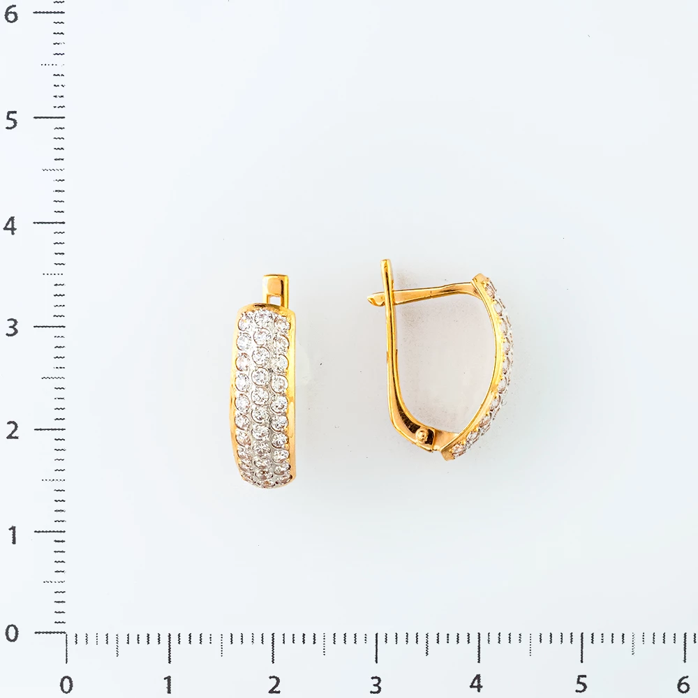 Серьги с фианитом из красного золота 585 пробы
