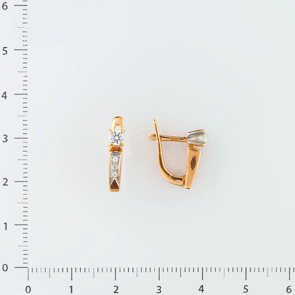 Серьги с фианитом из красного золота 585 пробы