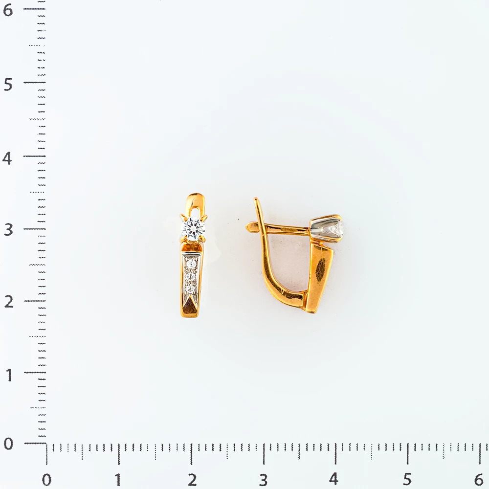Серьги с фианитом из красного золота 585 пробы