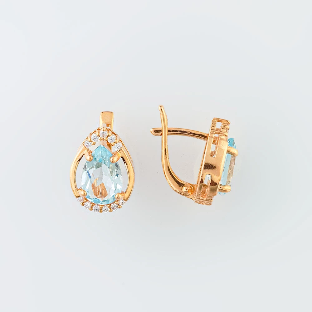 Серьги с топазом из красного золота 585 пробы