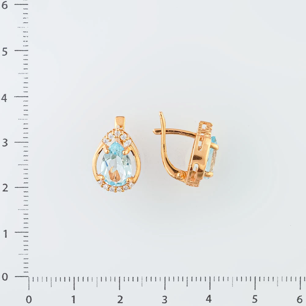 Серьги с топазом из красного золота 585 пробы