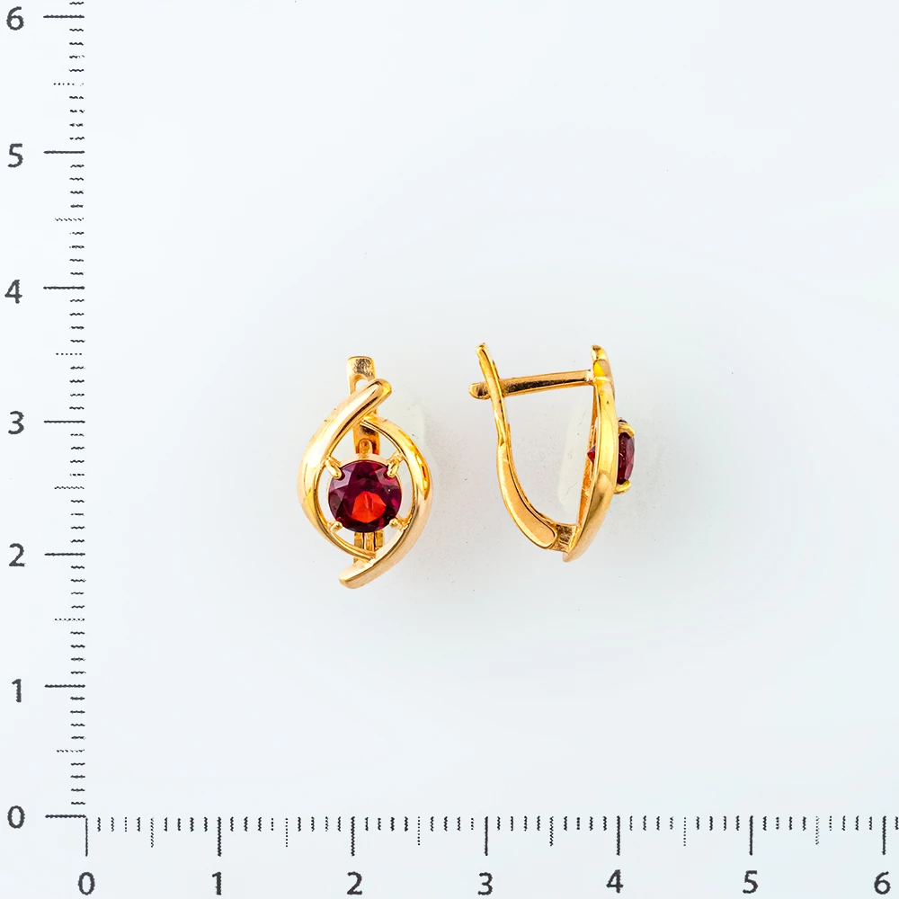 Серьги с гранатом из красного золота 585 пробы
