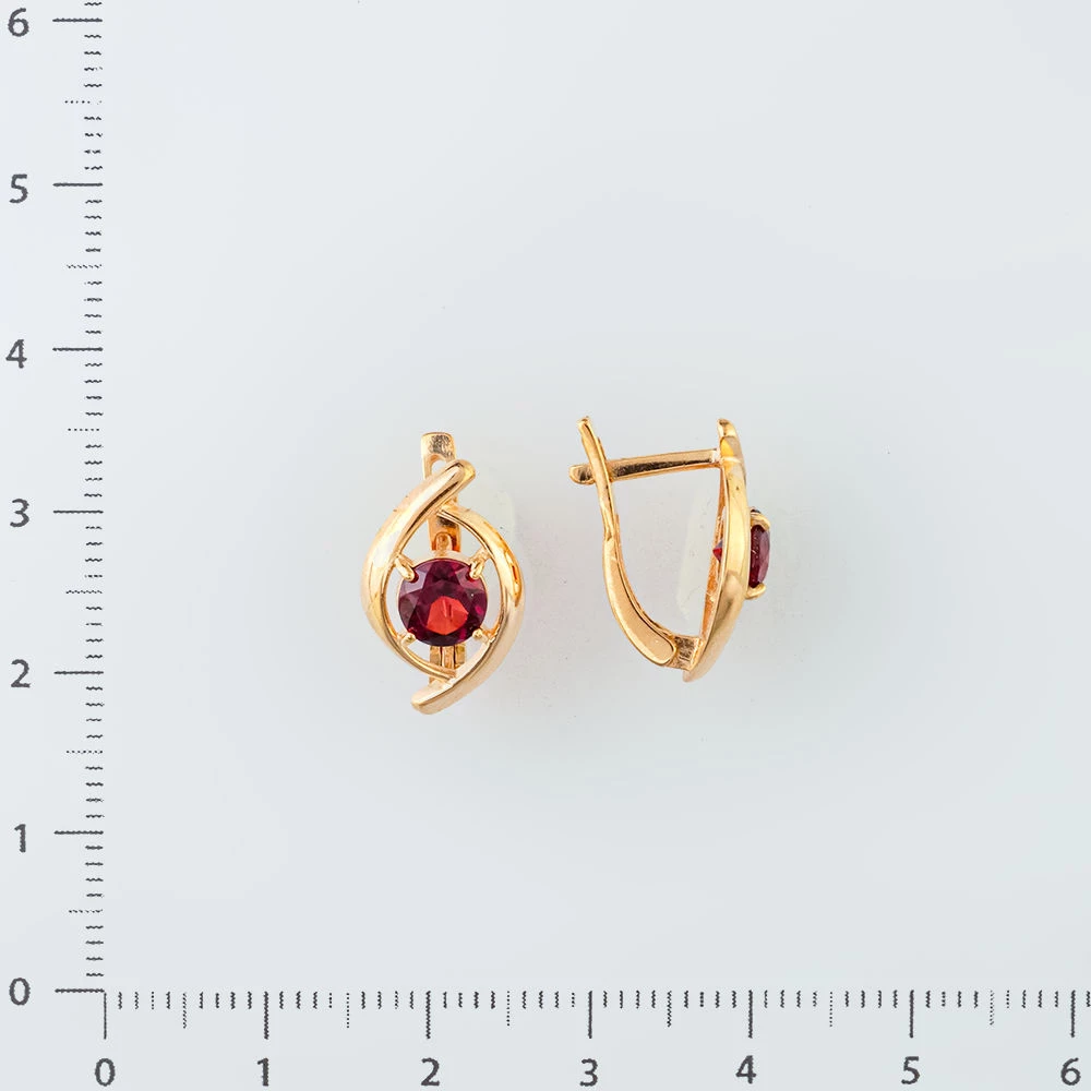 Серьги с гранатом из красного золота 585 пробы
