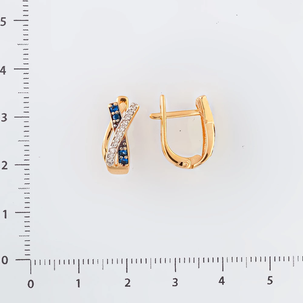 Серьги с сапфиром из красного золота 585 пробы