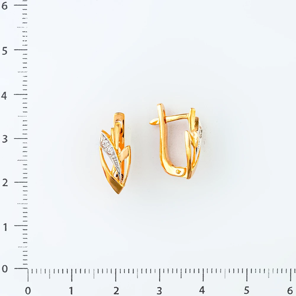 Серьги с фианитом из красного золота 585 пробы