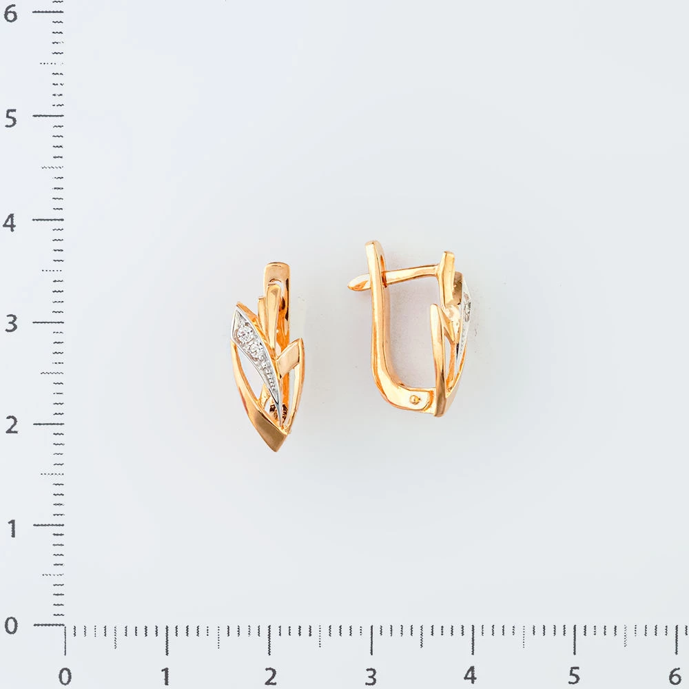 Серьги с фианитом из красного золота 585 пробы
