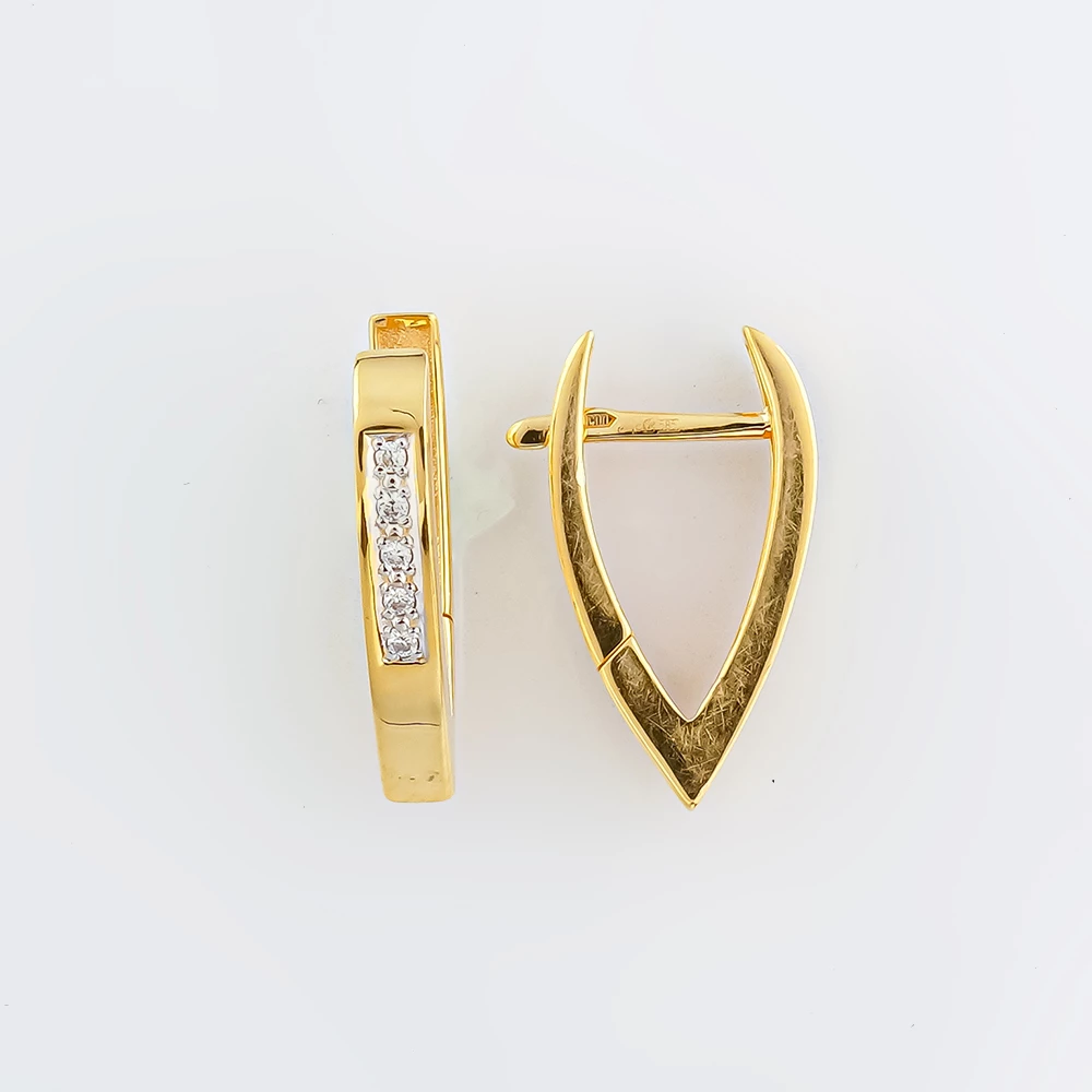 Серьги с фианитом из желтого золота 585 пробы