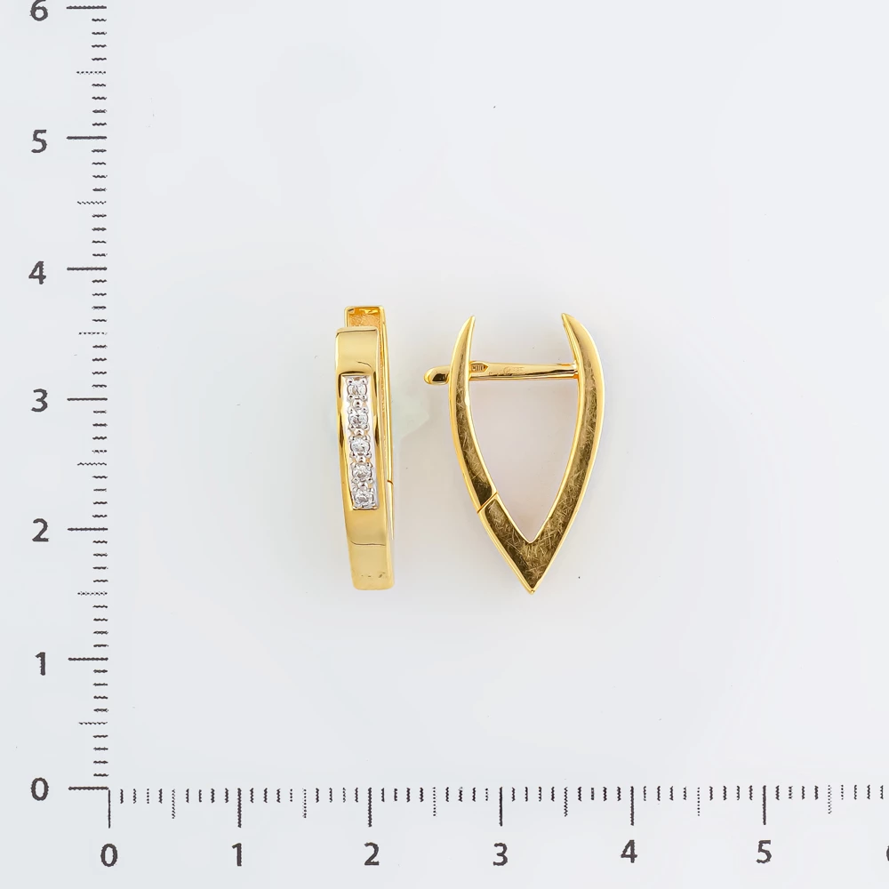 Серьги с фианитом из желтого золота 585 пробы