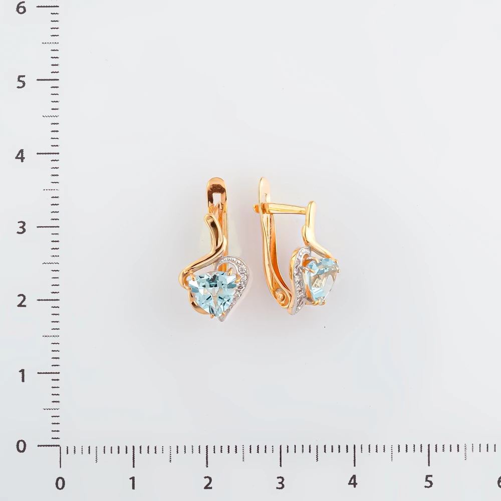 Серьги с топазом из красного золота 585 пробы