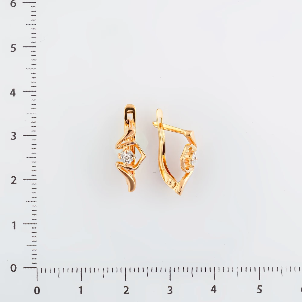 Серьги с бриллиантом из красного золота 585 пробы