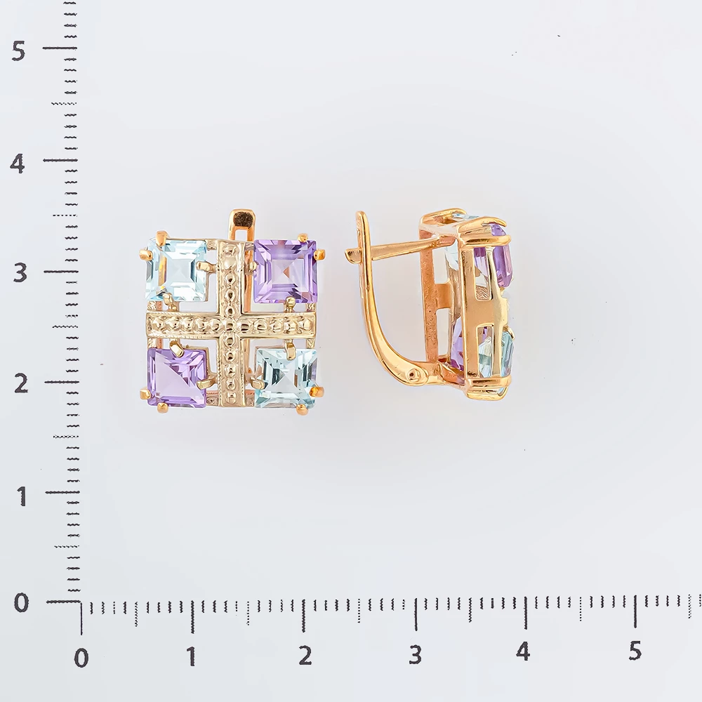 Серьги с топазом из красного золота 585 пробы