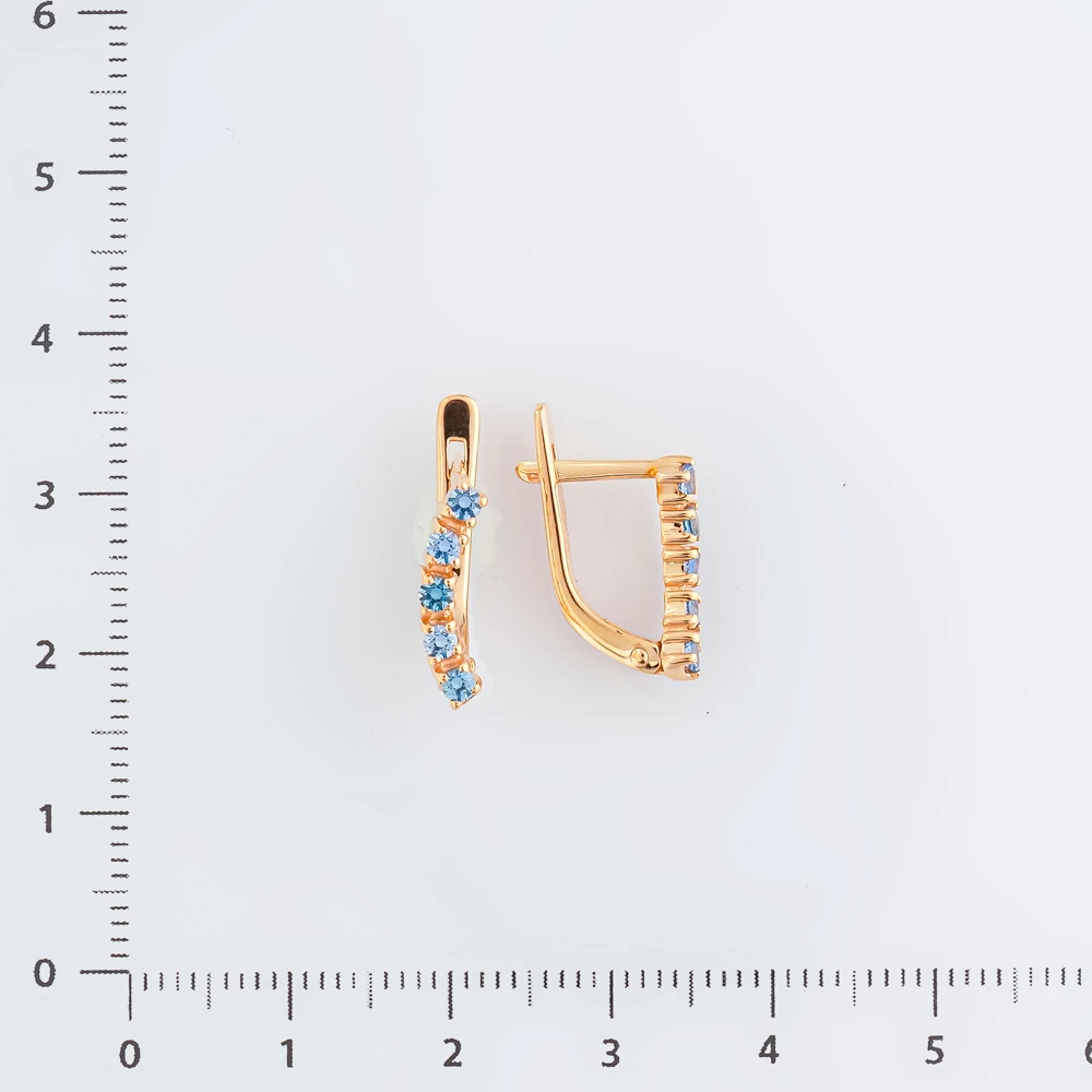 Серьги с фианитом из красного золота 585 пробы