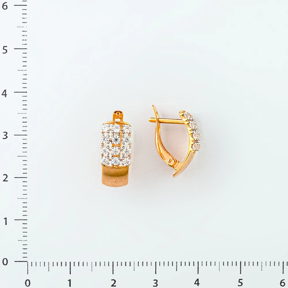 Серьги с фианитом из красного золота 585 пробы