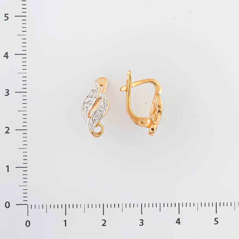 Серьги с фианитом из красного золота 585 пробы