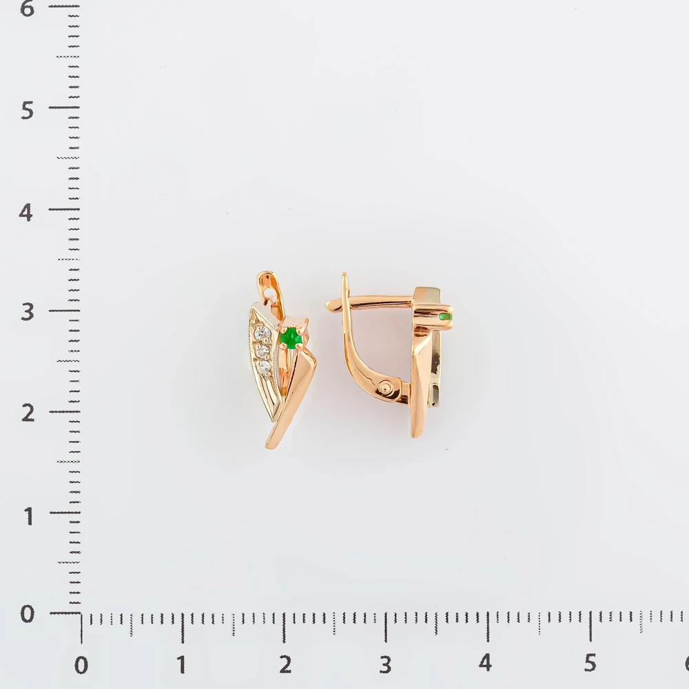Серьги с изумрудом из красного золота 585 пробы