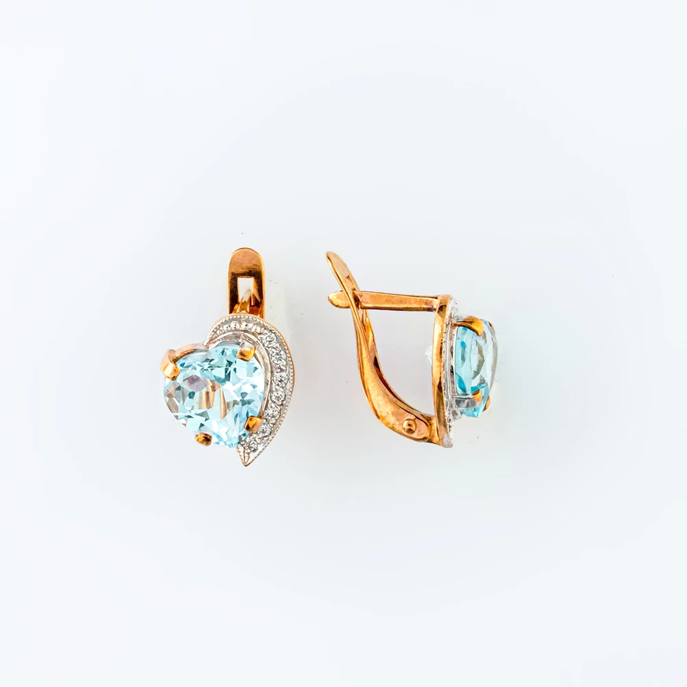 Серьги с топазом из красного золота 375 пробы