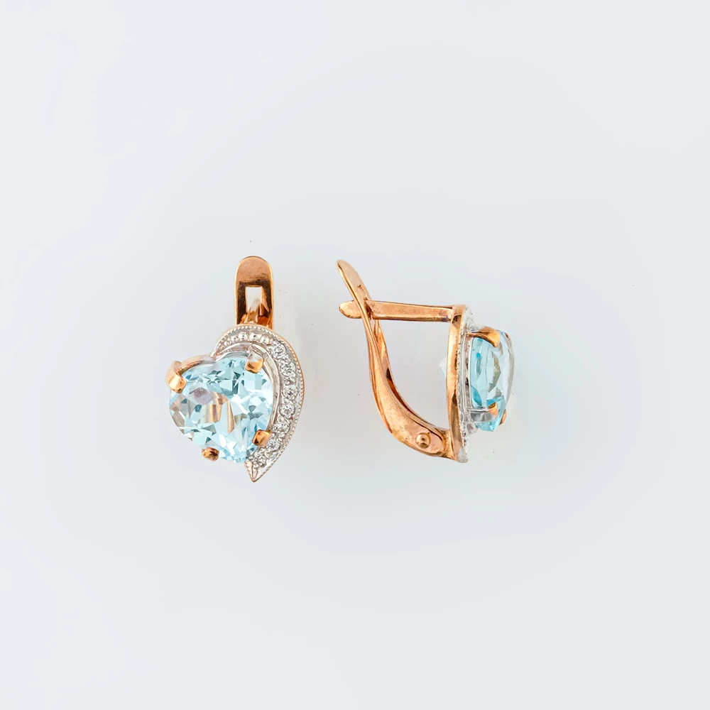Серьги с топазом из красного золота 375 пробы