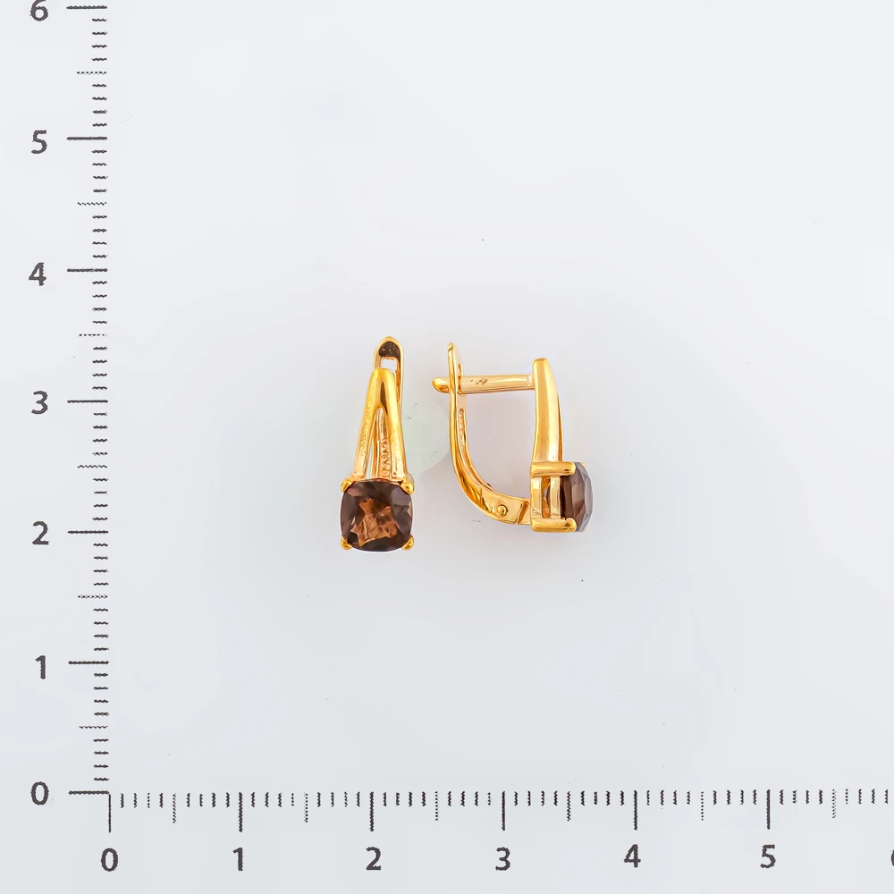 Серьги с раух-топазом из красного золота 585 пробы