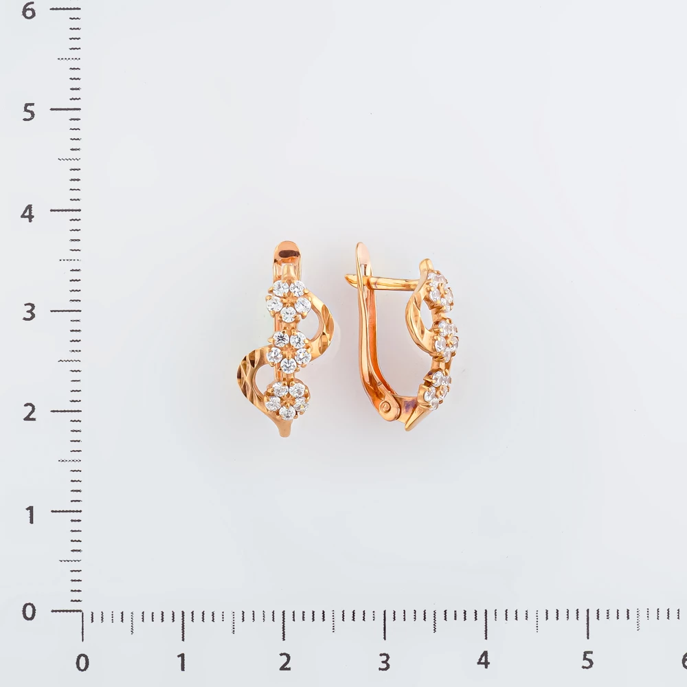 Серьги с фианитом из красного золота 375 пробы