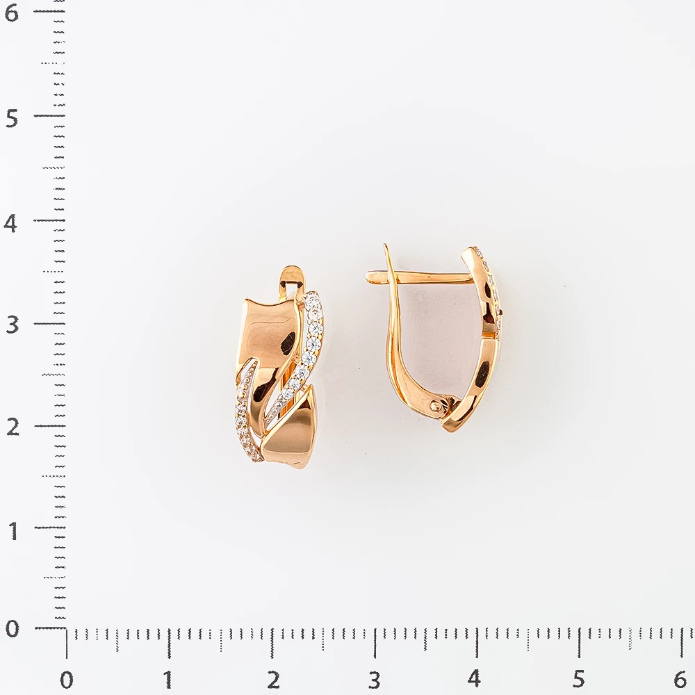 Серьги с фианитом из красного золота 585 пробы