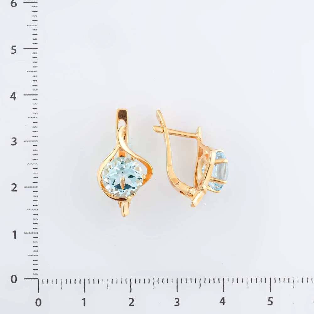 Серьги с топазом из красного золота 585 пробы