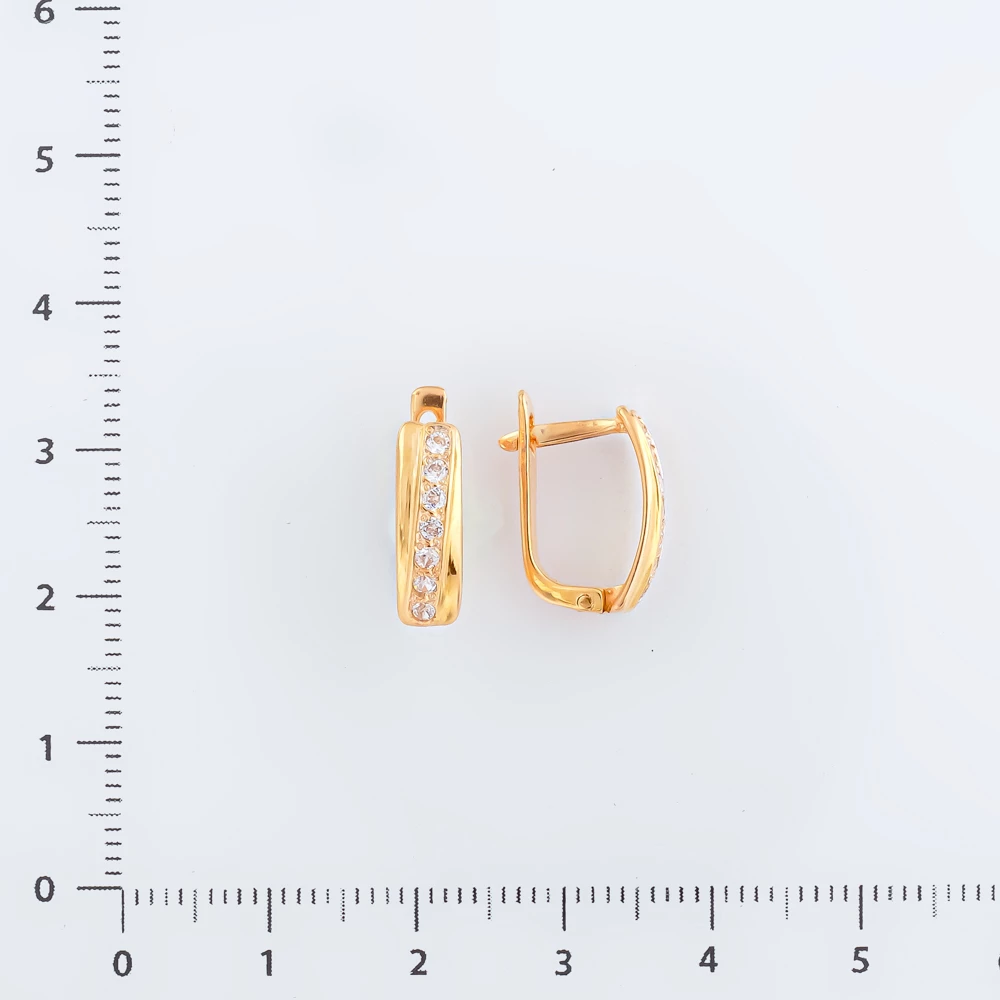 Серьги с фианитом из красного золота 585 пробы