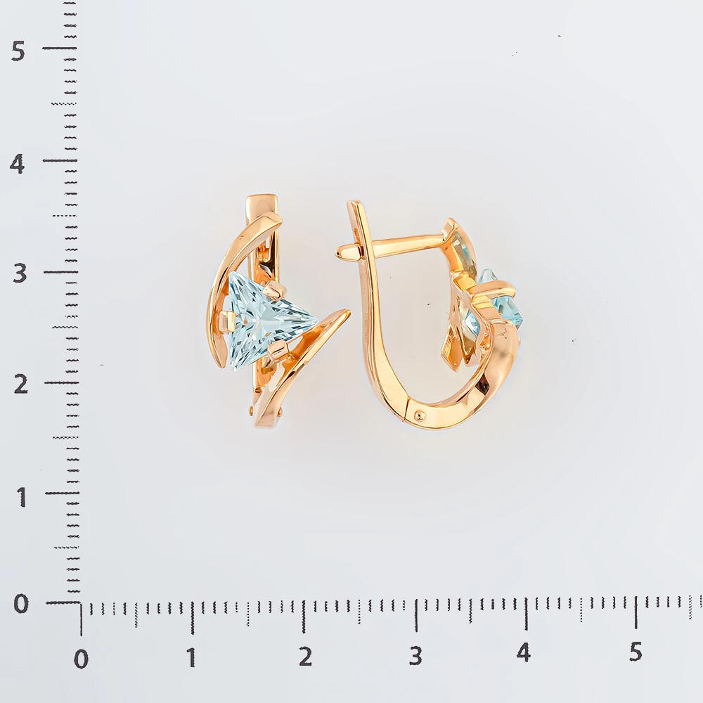 Серьги с топазом из красного золота 585 пробы