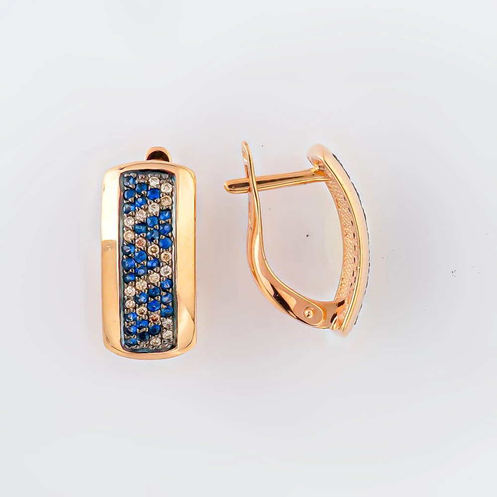 Серьги с сапфиром из красного золота 585 пробы
