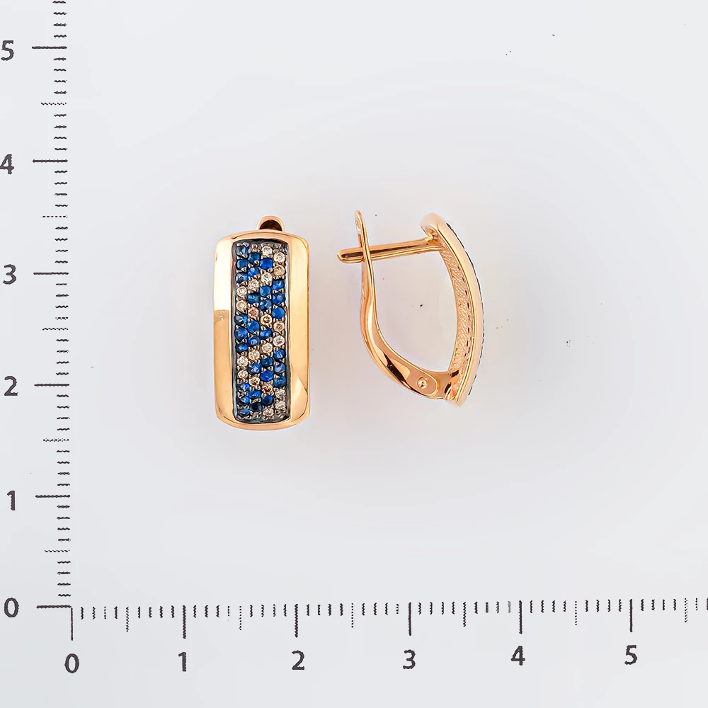 Серьги с сапфиром из красного золота 585 пробы