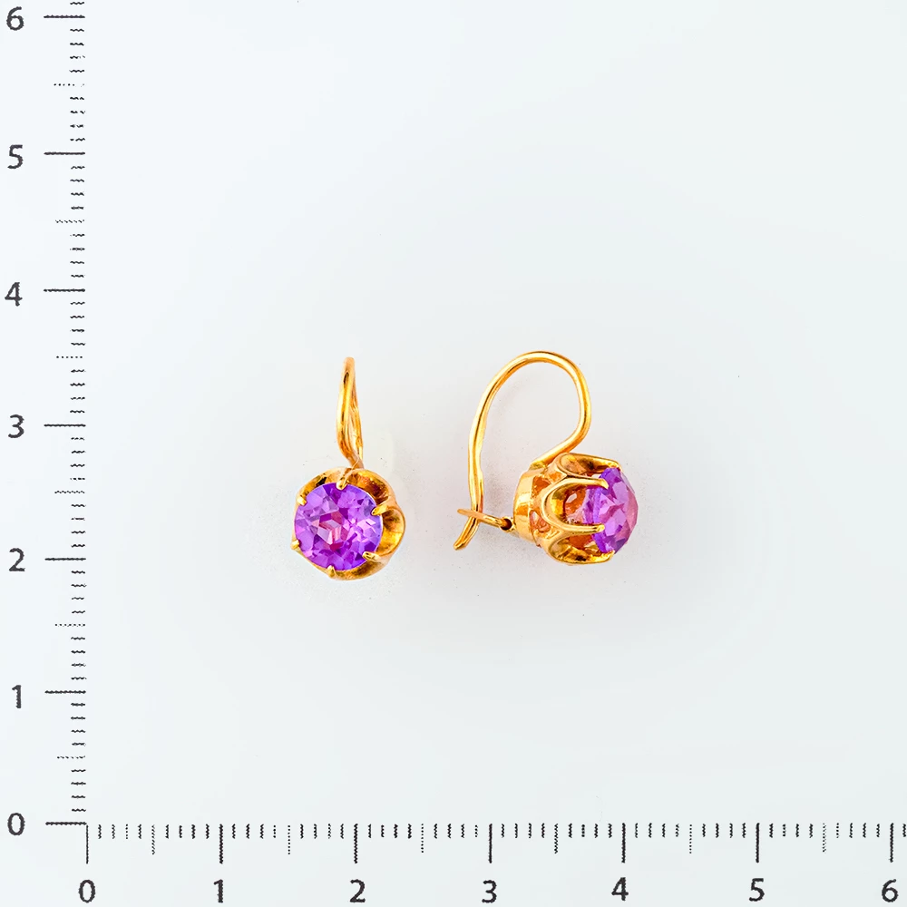 Серьги с фианитом из красного золота 583 пробы