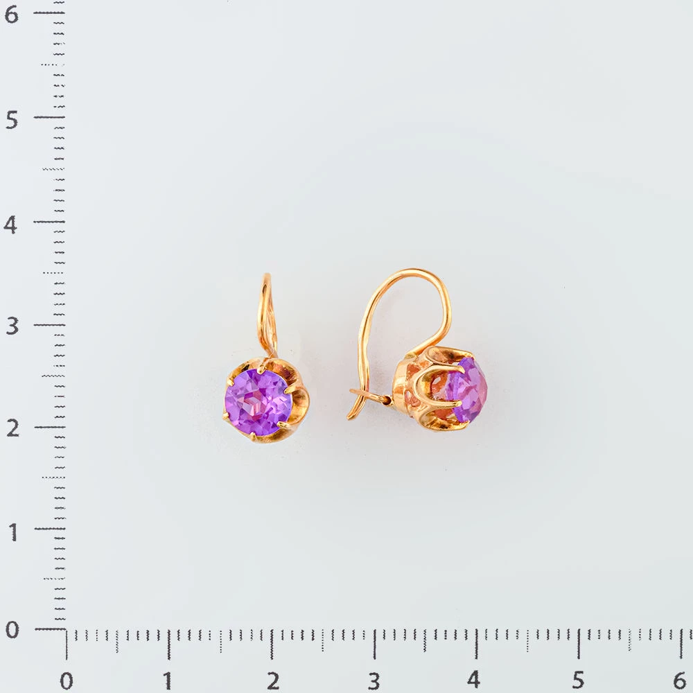 Серьги с фианитом из красного золота 583 пробы