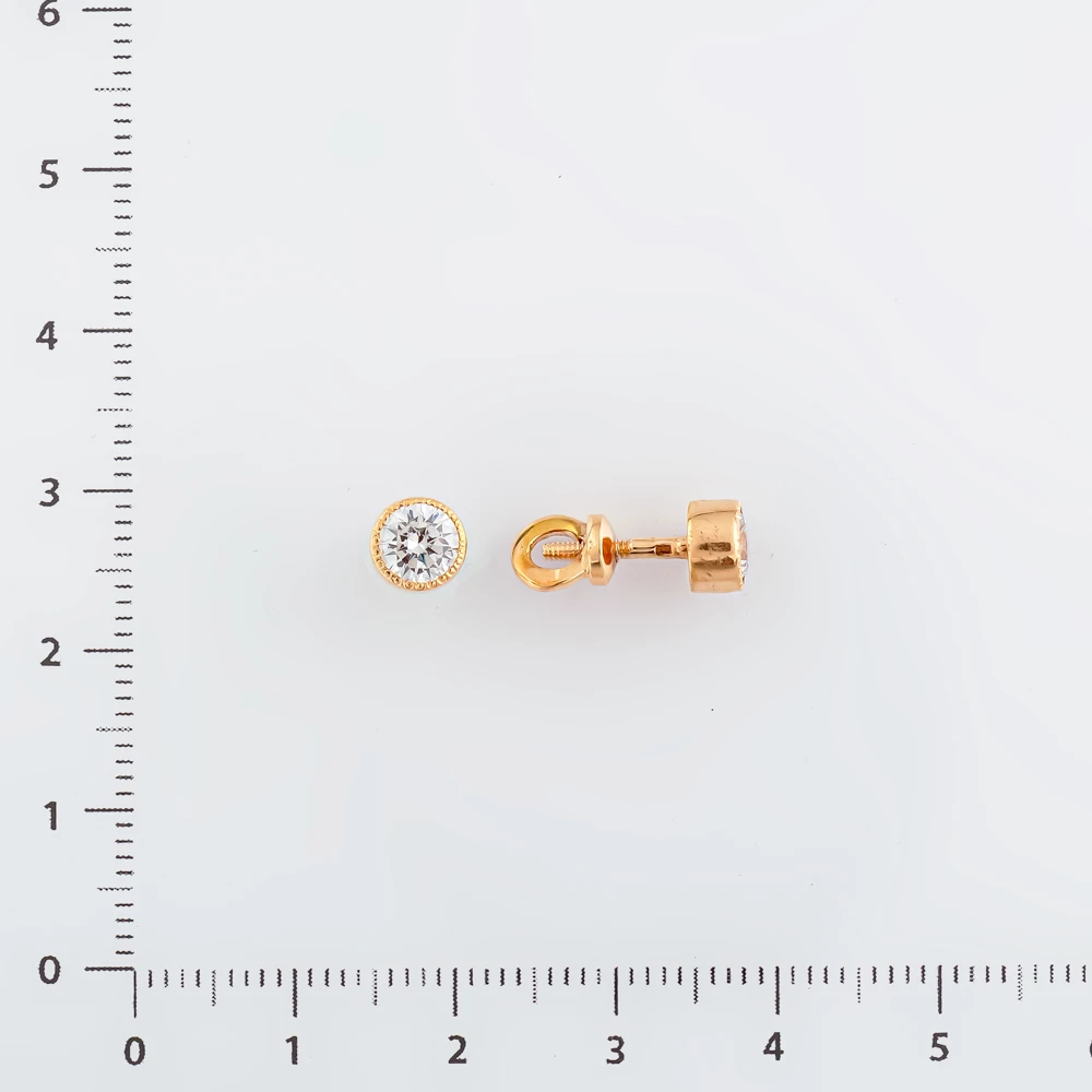 Серьги с фианитом из красного золота 585 пробы