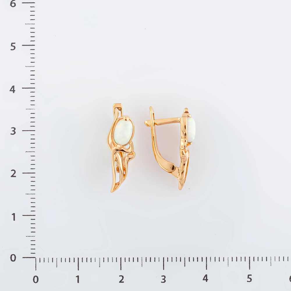 Серьги с опалом синтетическим из красного золота 585 пробы