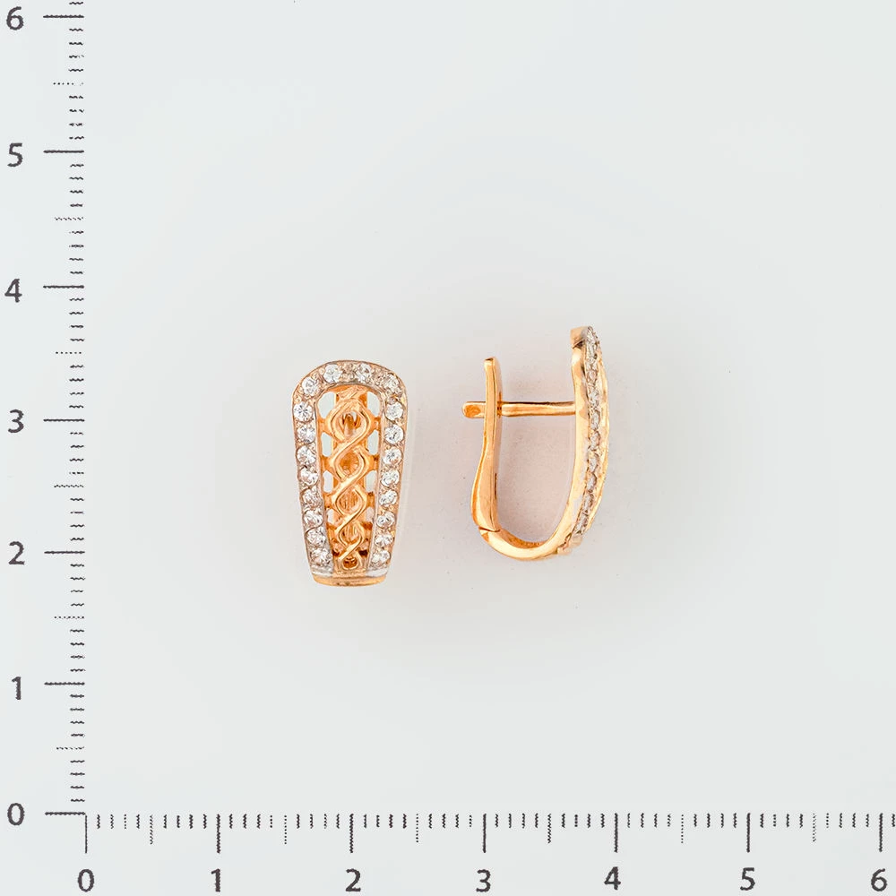 Серьги с фианитом из красного золота 585 пробы