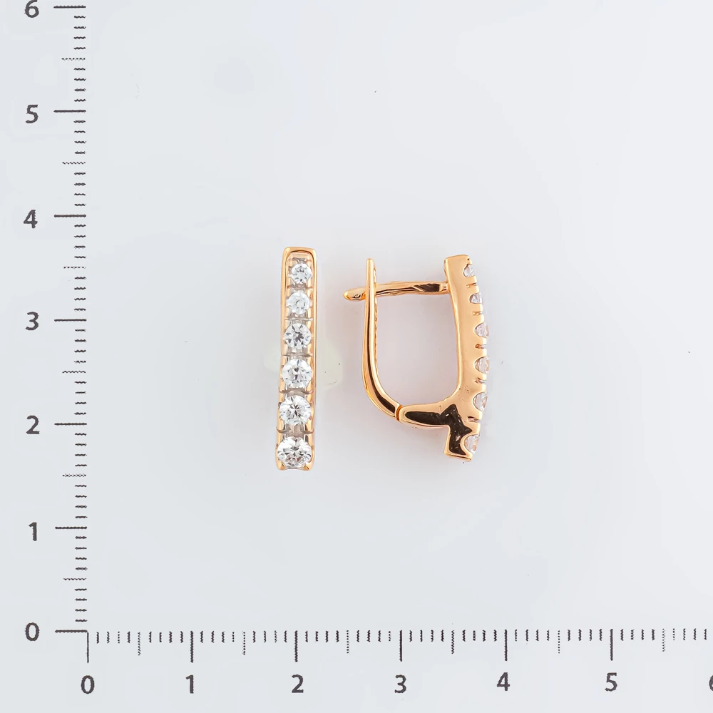 Серьги с фианитом из красного золота 585 пробы