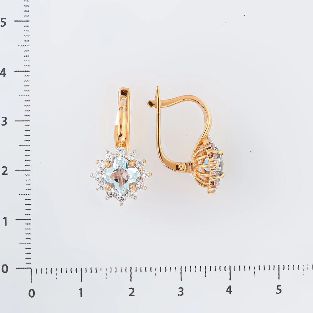 Серьги с топазом из красного золота 585 пробы