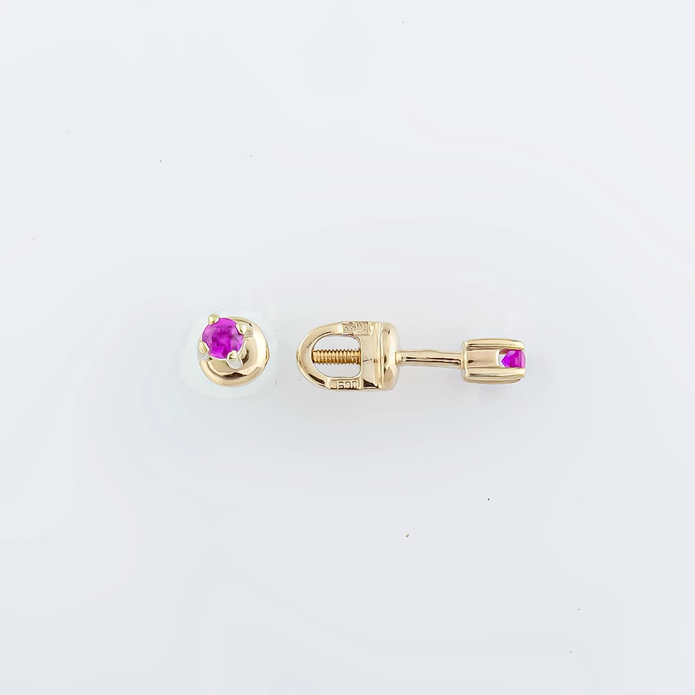 Серьги с рубином из белого золота 585 пробы