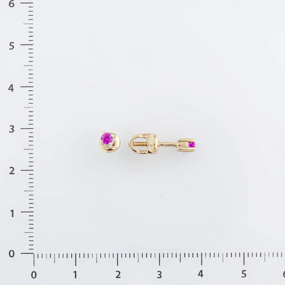 Серьги с рубином из белого золота 585 пробы