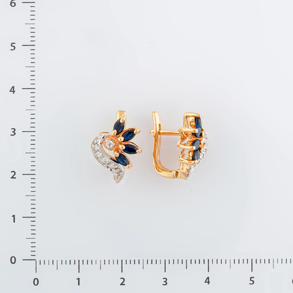 Серьги с сапфиром из красного золота 585 пробы