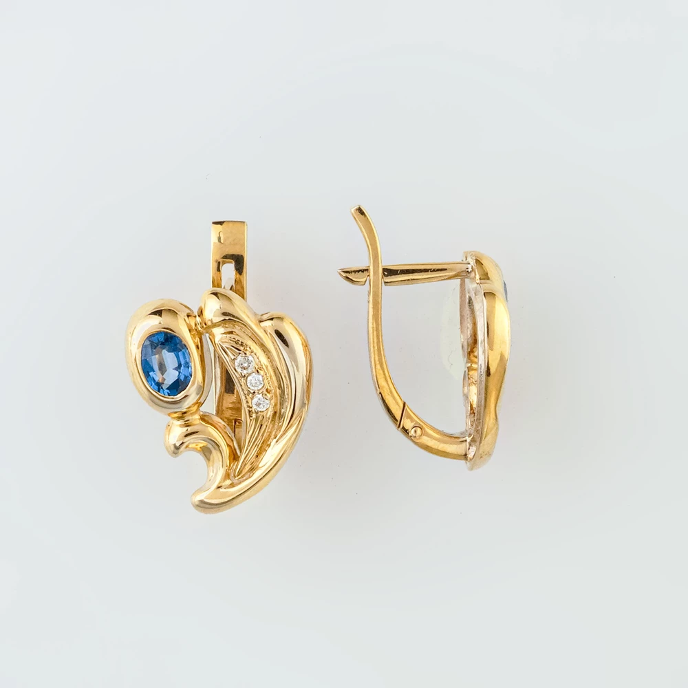 Серьги с сапфиром из белого золота 750 пробы