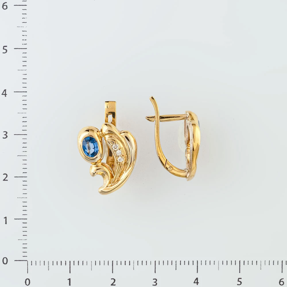 Серьги с сапфиром из белого золота 750 пробы
