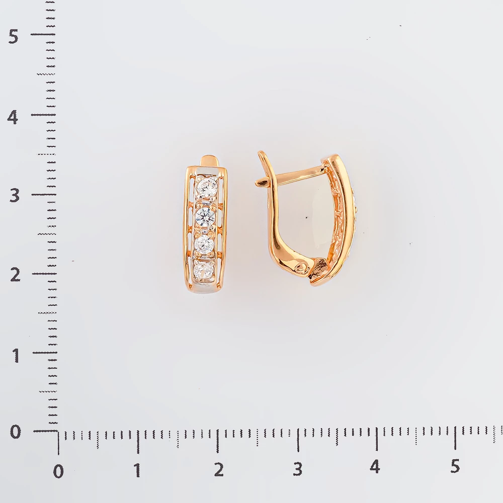 Серьги с фианитом из красного золота 585 пробы
