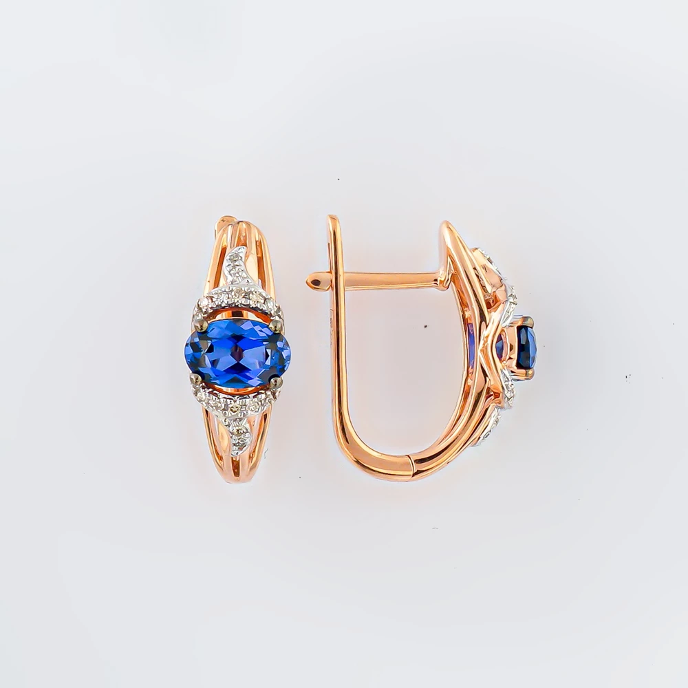 Серьги с ситаллом из красного золота 375 пробы