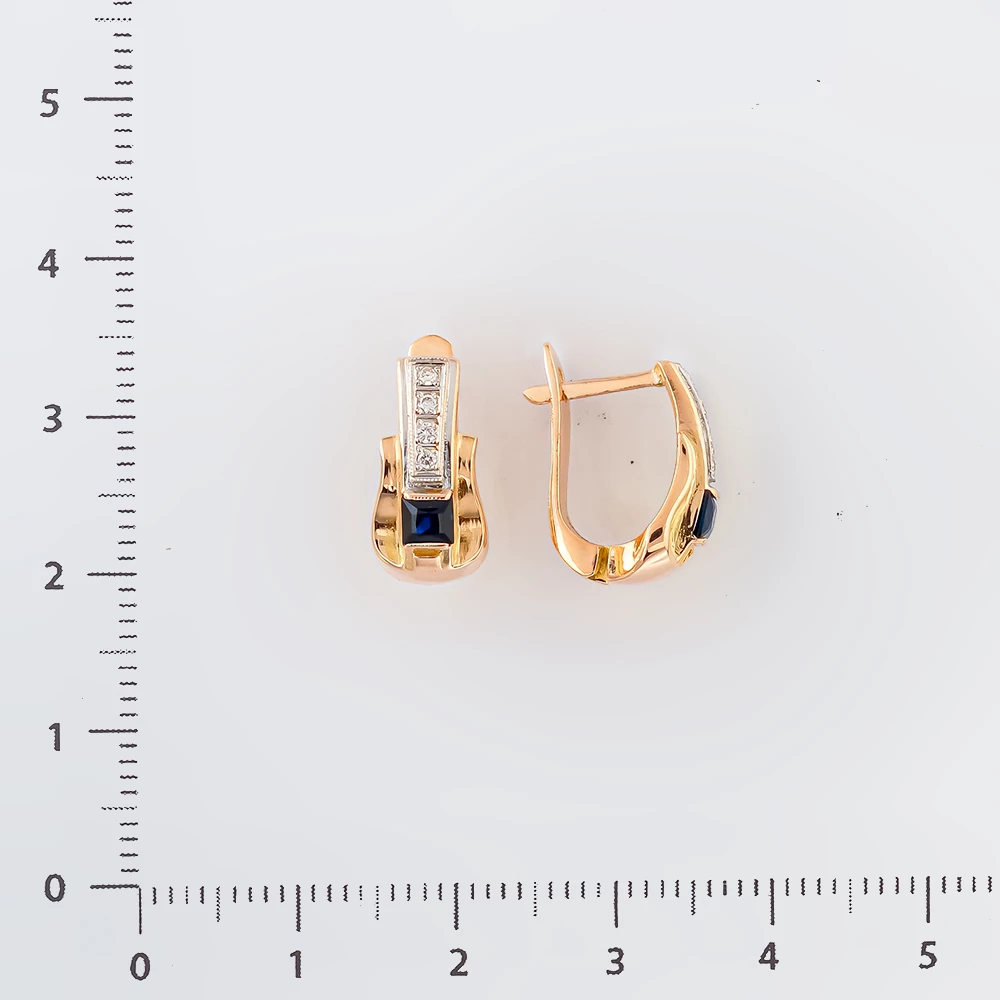 Серьги с сапфиром из красного золота 585 пробы